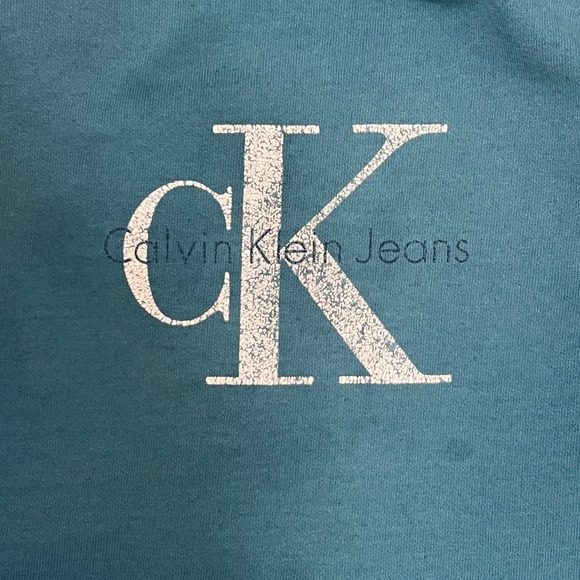 Calvin Klein Jeans Blue Mock Neck Graphic Sweatshirt Oversized L - Picture 3 of 6